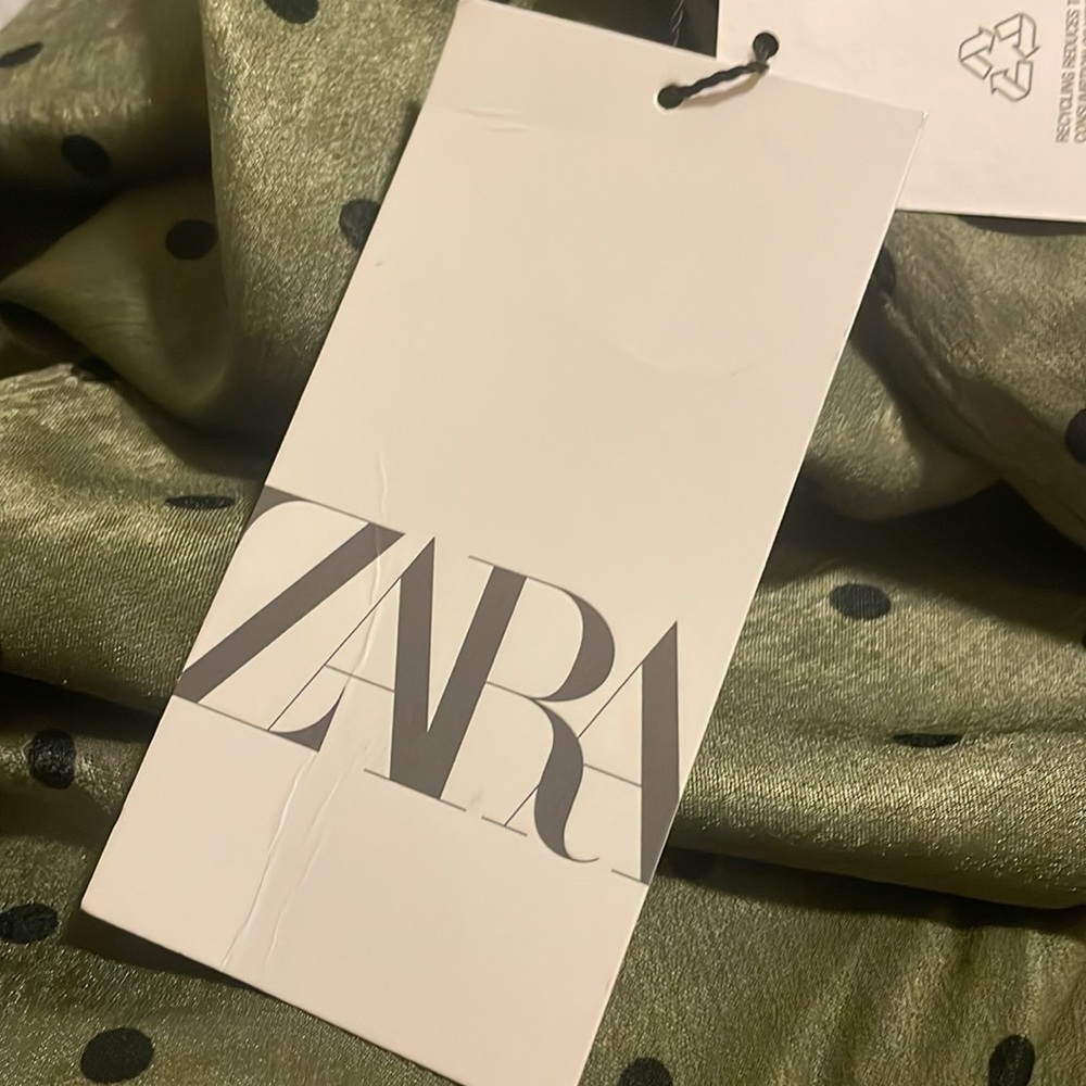 New Zara green Polka dot fashion Slip on Sleeveless dress - Picture 2 of 15